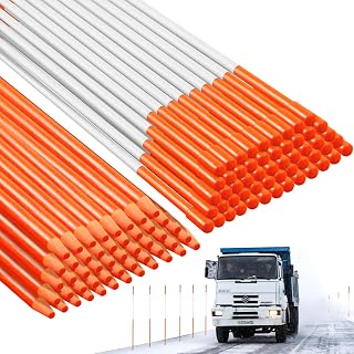 250 Pcs 48'' Reflective Driveway Markers, 1/4 Inch Dia Snow Stakes, Orange | Bulk Fiberglass Snow Plow Markers with Reflective Tape, Plow Stakes for Driveways, Roads, Parking Lots and Winter Plowing