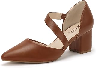 IDIFU IN2 Women's Pumps Closed Pointed Toe Low Block Chunky Comfort Heels