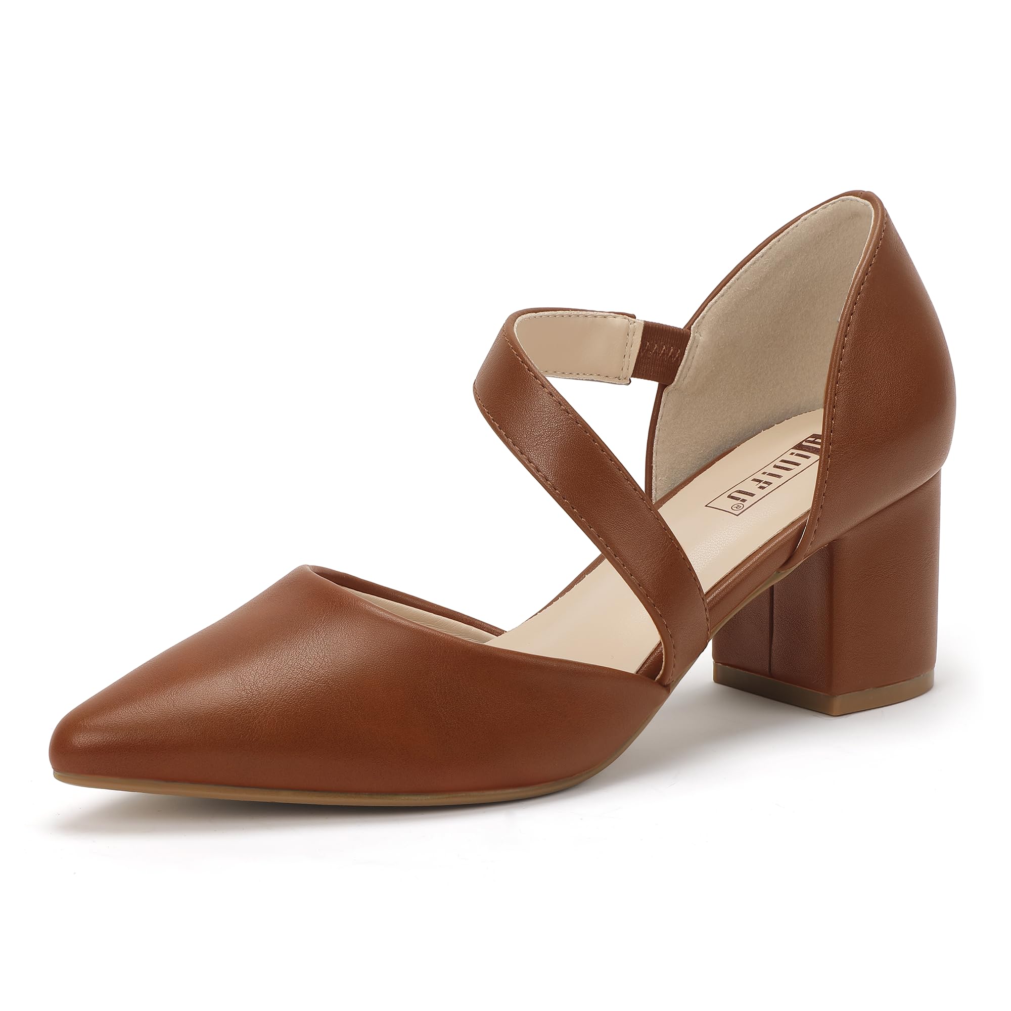 IDIFU IN2 Women's Pumps Closed Pointed Toe Low Block Chunky Comfort Heels