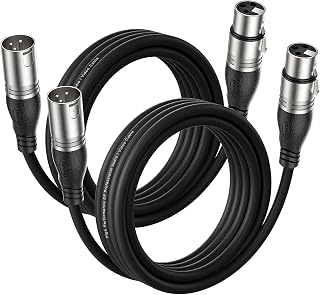 EBXYA Premium XLR Microphone Cable 3m 2-Pack for Stage and Audio Mixer | Balanced 3-Pin, Shielded, Male-to-Female, Durable, Low-Noise, Professional Grade, Gold-Plated Connectors, Flexible