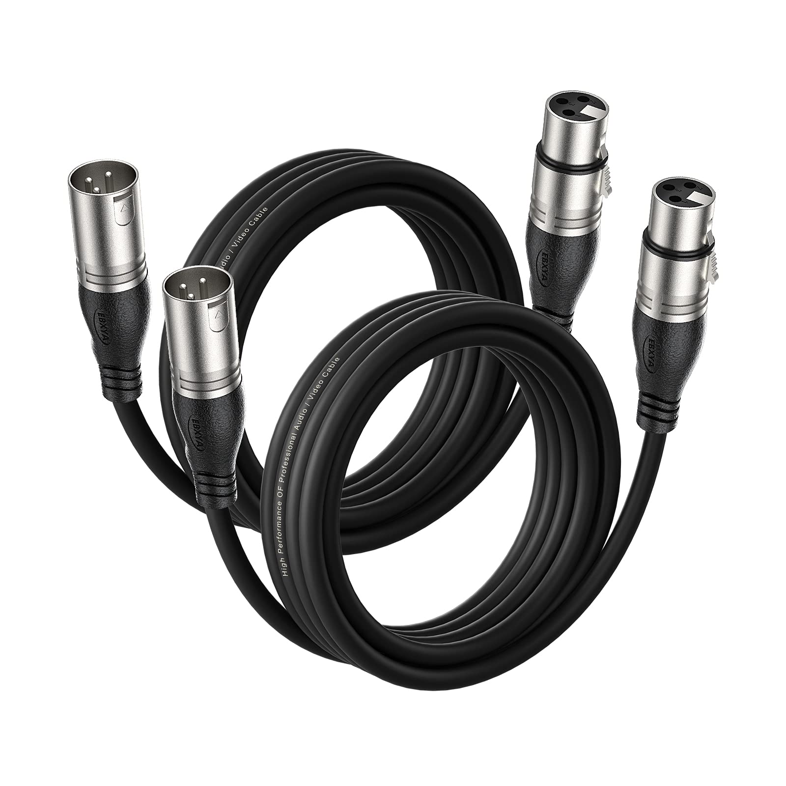 EBXYA Premium XLR Microphone Cable 3m 2-Pack for Stage and Audio Mixer | Balance