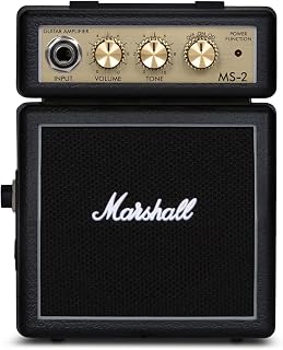Marshall MS2 Battery-Powered Micro Guitar Amplifier | 1W 2" Speaker | Volume, Tone and Overdrive Controls | 9V Battery or AC-powered