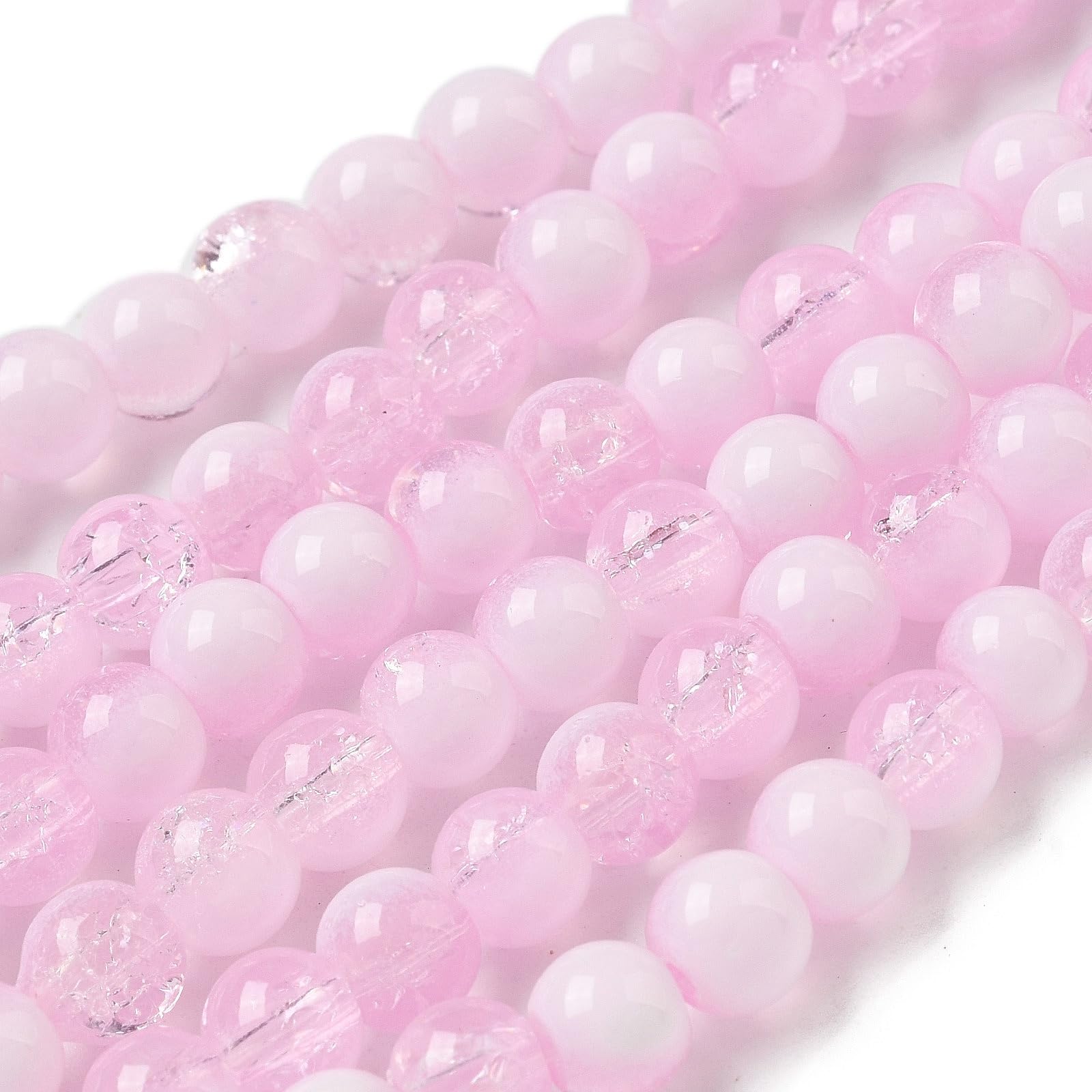 50pcs Clear Gradient Crackle Glass Beads 6mm Round Glass Beads for Jewelry Makin