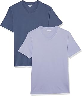 Amazon Essentials Men's Short Sleeve V-Neck T-Shirt, Pack of 2