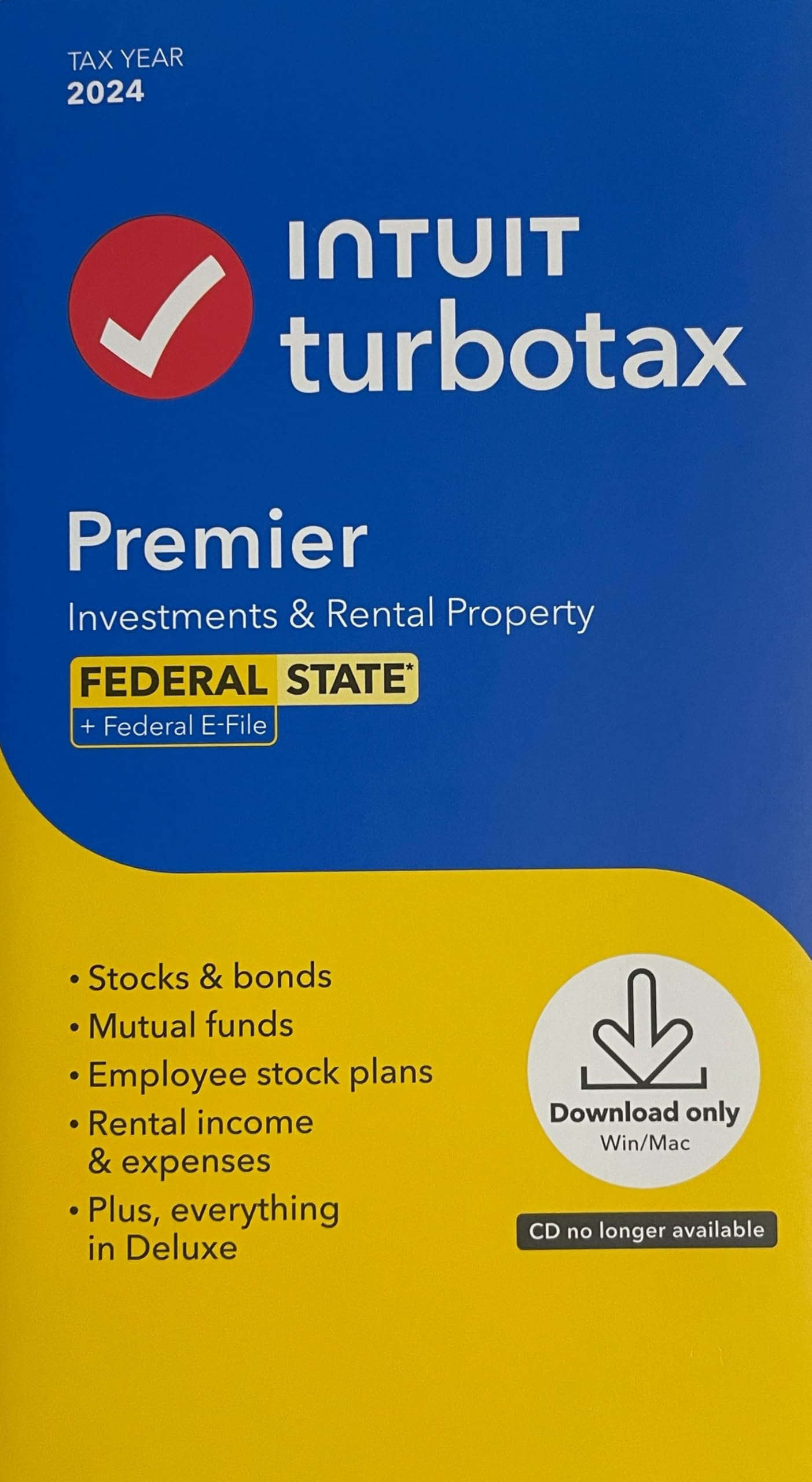 TurboTax Premier 2024 Tax Software, Federal / State + Federal E-File [Physical K