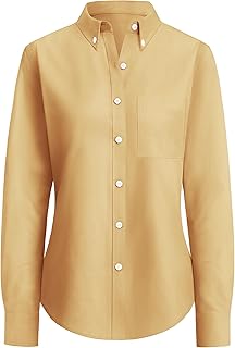 siliteelon Button Down Shirts for Women Oxford Shirt Long Sleeve Classic Wrinkle Free Business Dress Shirts Work Office