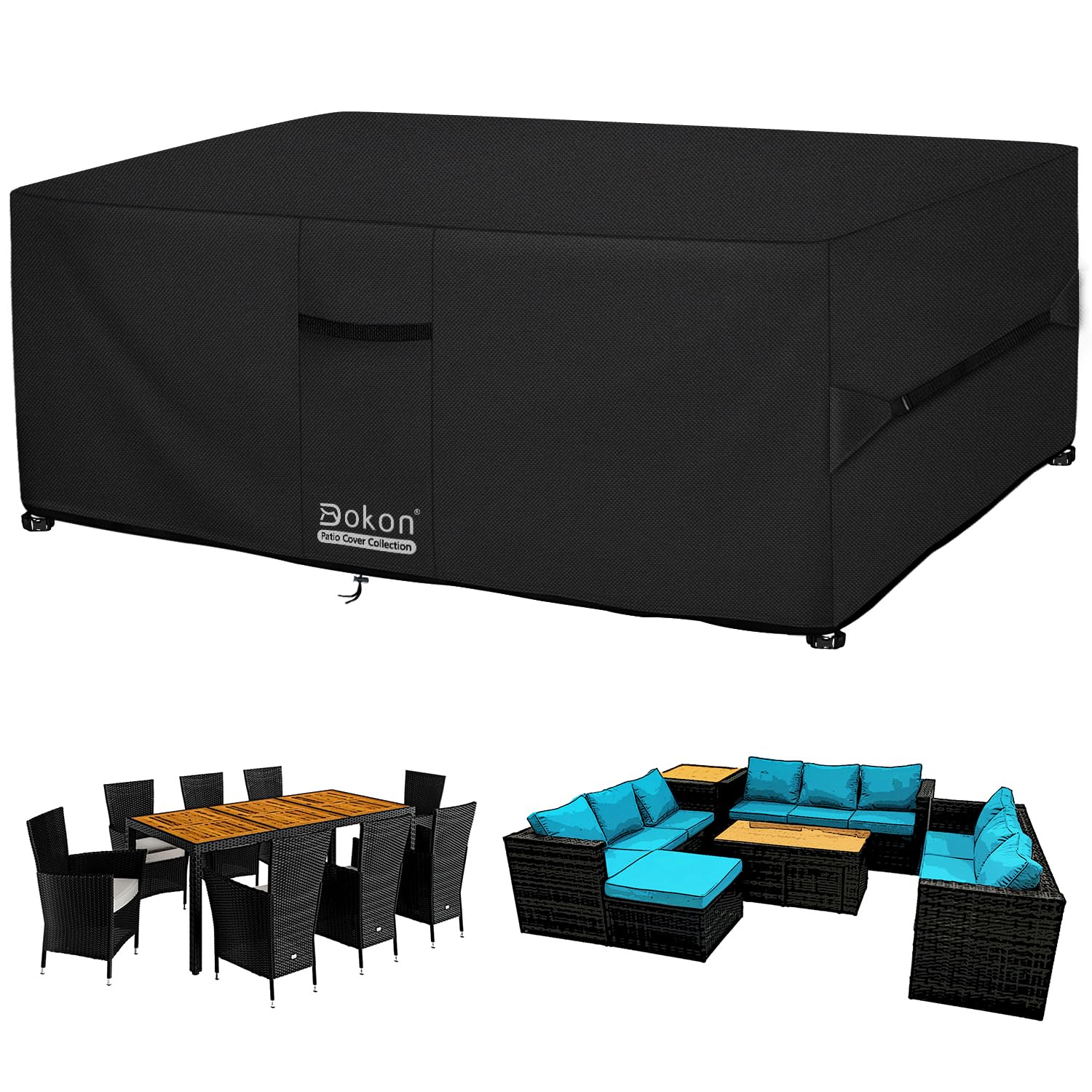 Dokon Waterproof Garden Furniture Cover for Large Outdoor Patio Table Set | Heav