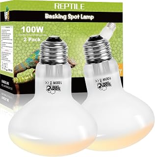 LUCKY HERP Reptile Heat Lamp Bulbs 100W, UVA Daylight Basking Bulbs 2 Pack | Fast Heating, Simulates Natural Sunlight, Ideal for Bearded Dragons Geckos Lizards Turtles Chameleons Amphibians & Chickens