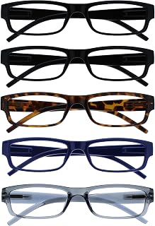 OPULIZE The Reading Glasses Company ACE RRRRR32-11237 - +2.00 - Pack of 5 - Narrow Frame - Black/Brown Tortoiseshell/Blue/Grey - Men Women