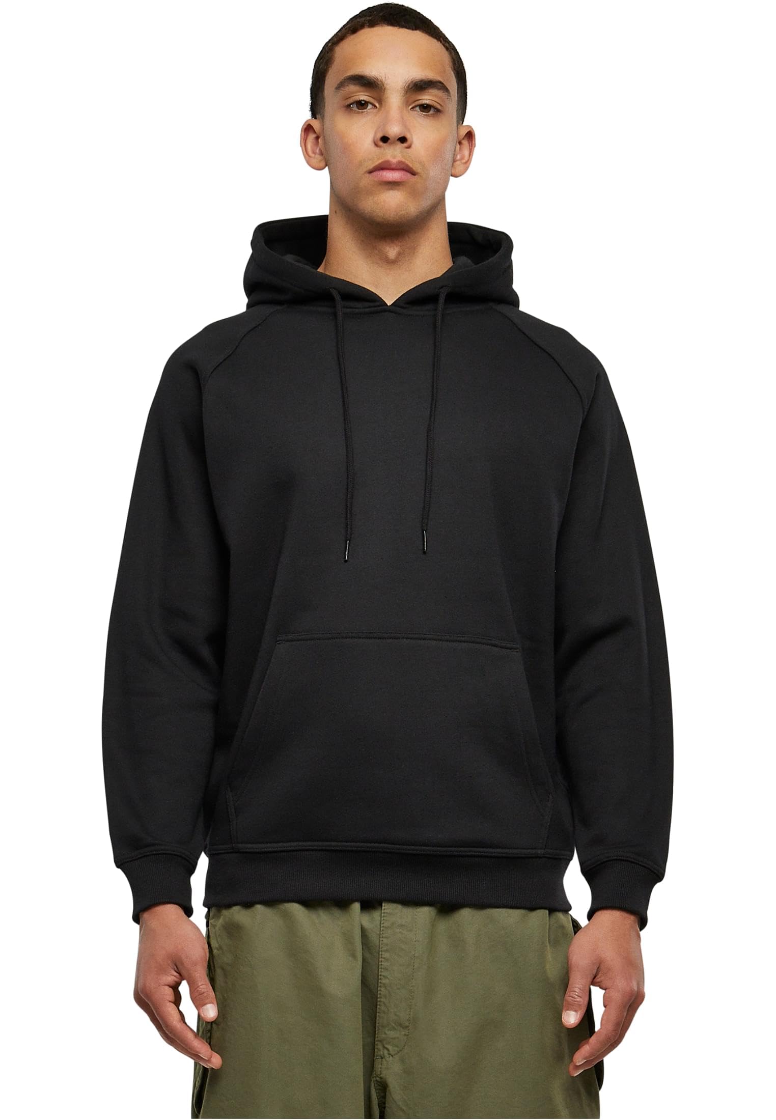 Urban Classics Men's Plain Hooded Sweatshirt Black 65% Cotton, 35% Polyester Ove