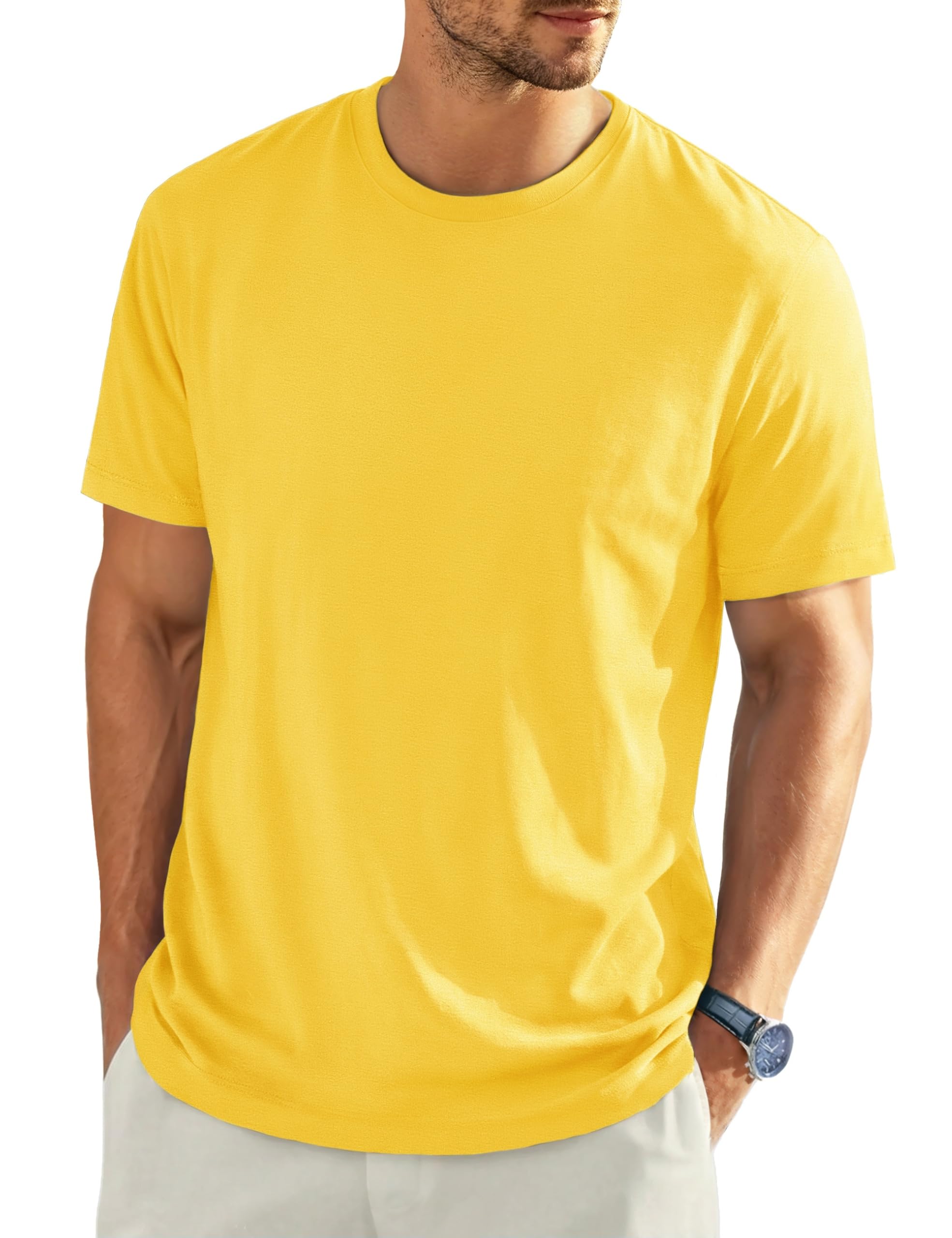 EKLENTSON Men's Short Sleeve Cotton T Shirt Crew Neck Basic Tee