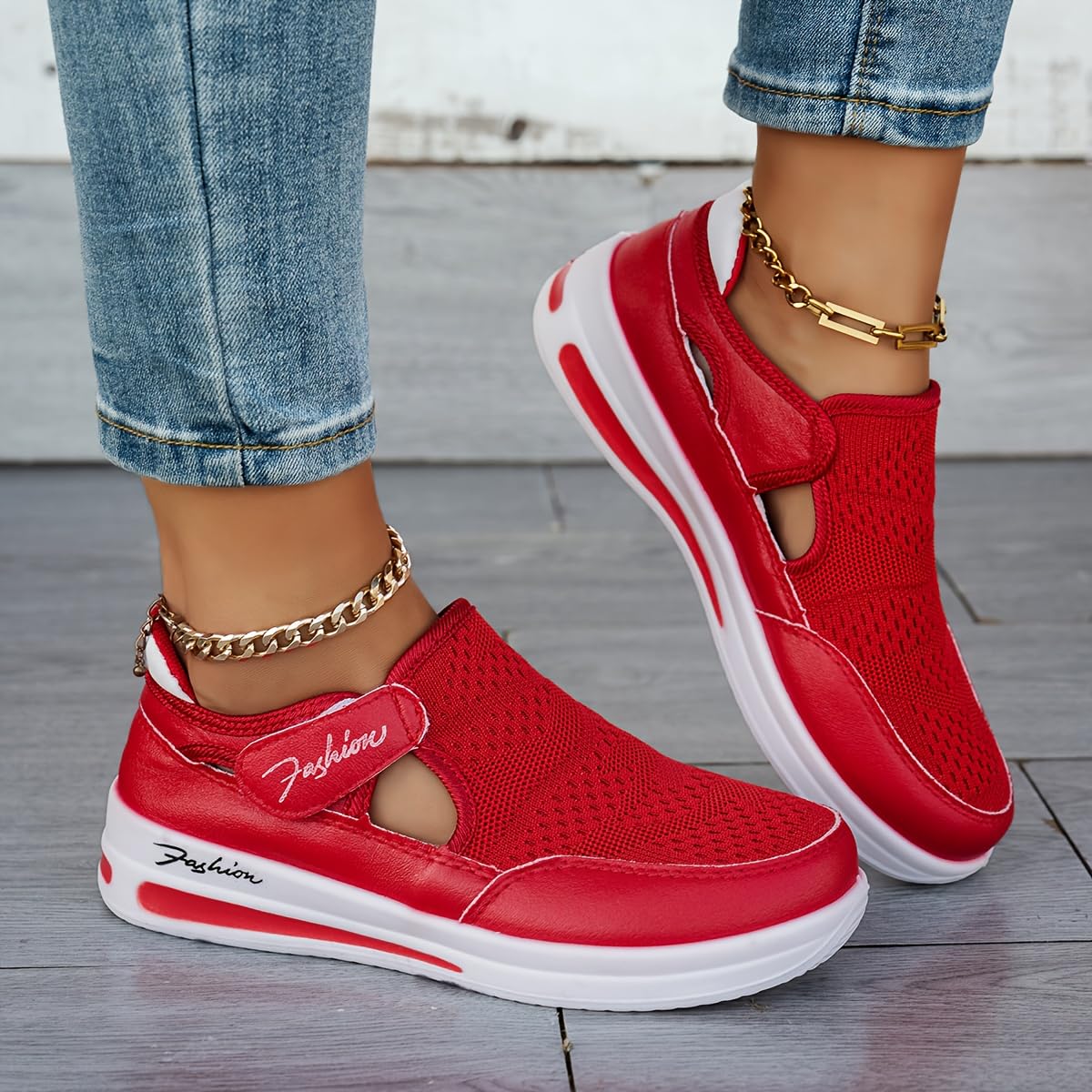 Women's Solid Color Sports Shoes Breathable Knitted Low Comfortable Plus Size Ou