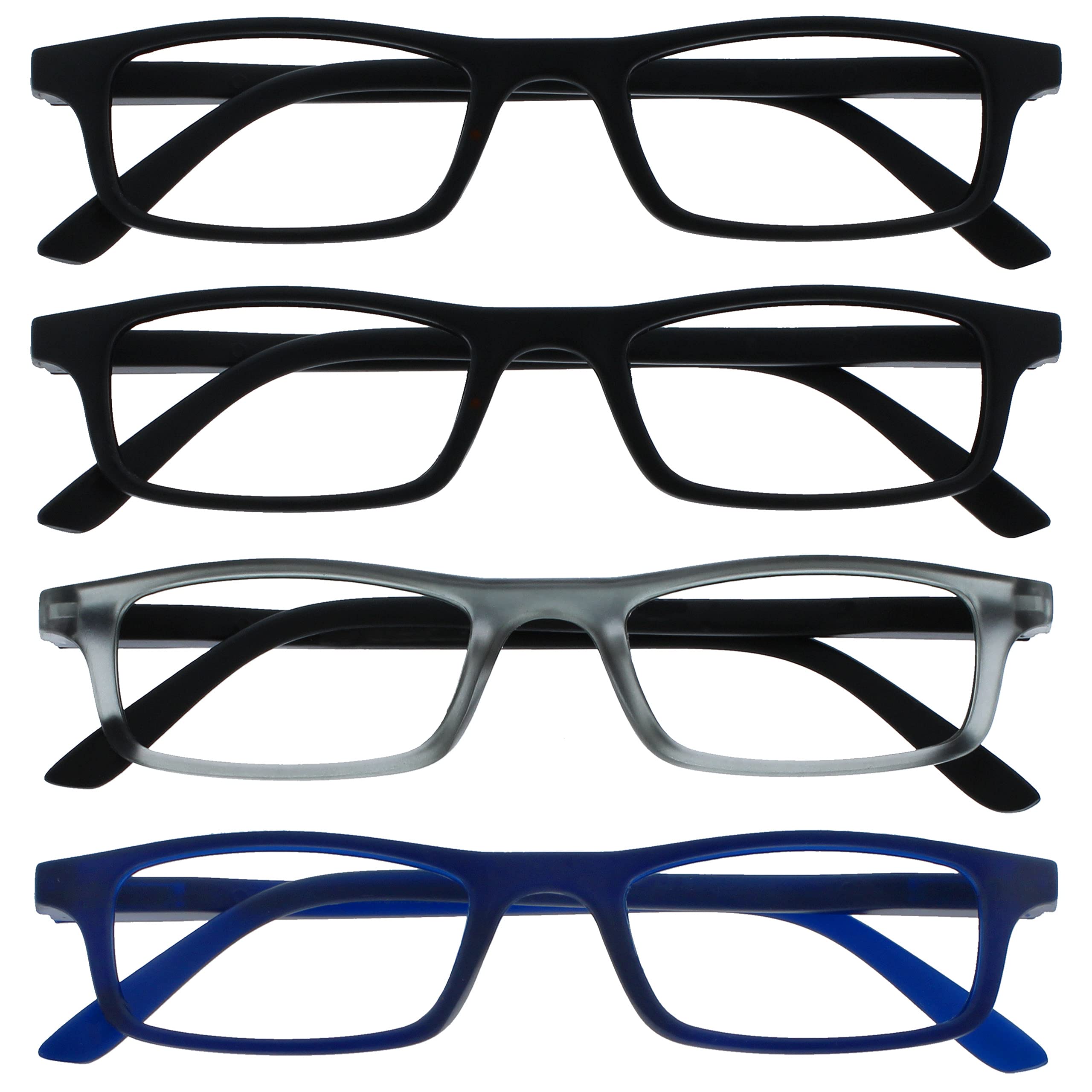 The Company Reading Glasses Black Matt Grey Navy Blue Readers Value Pack 4 Men W