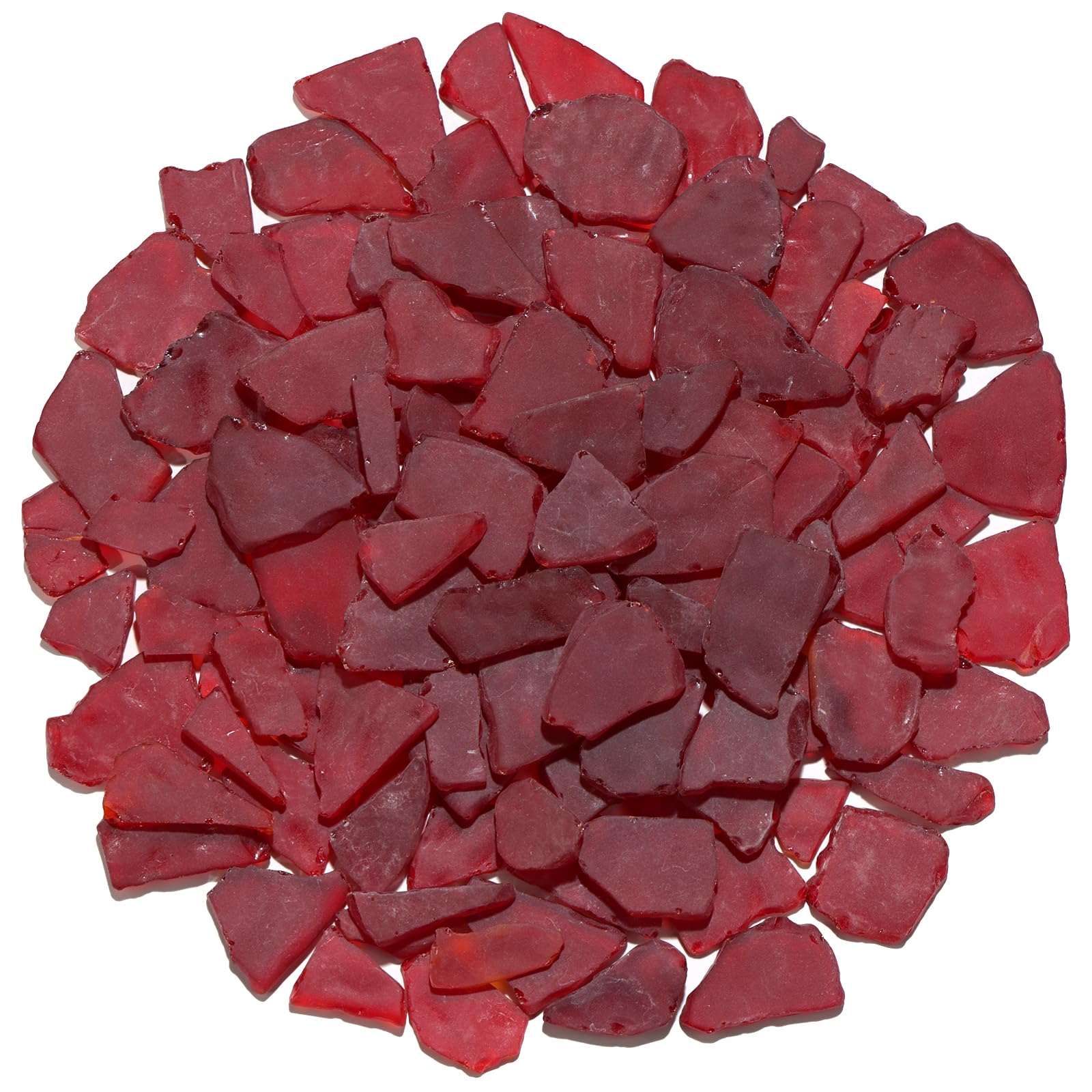 QYGL Sea Glass for Crafts - 34oz Red Frosted Seaglass Pieces | Vase Filler and A