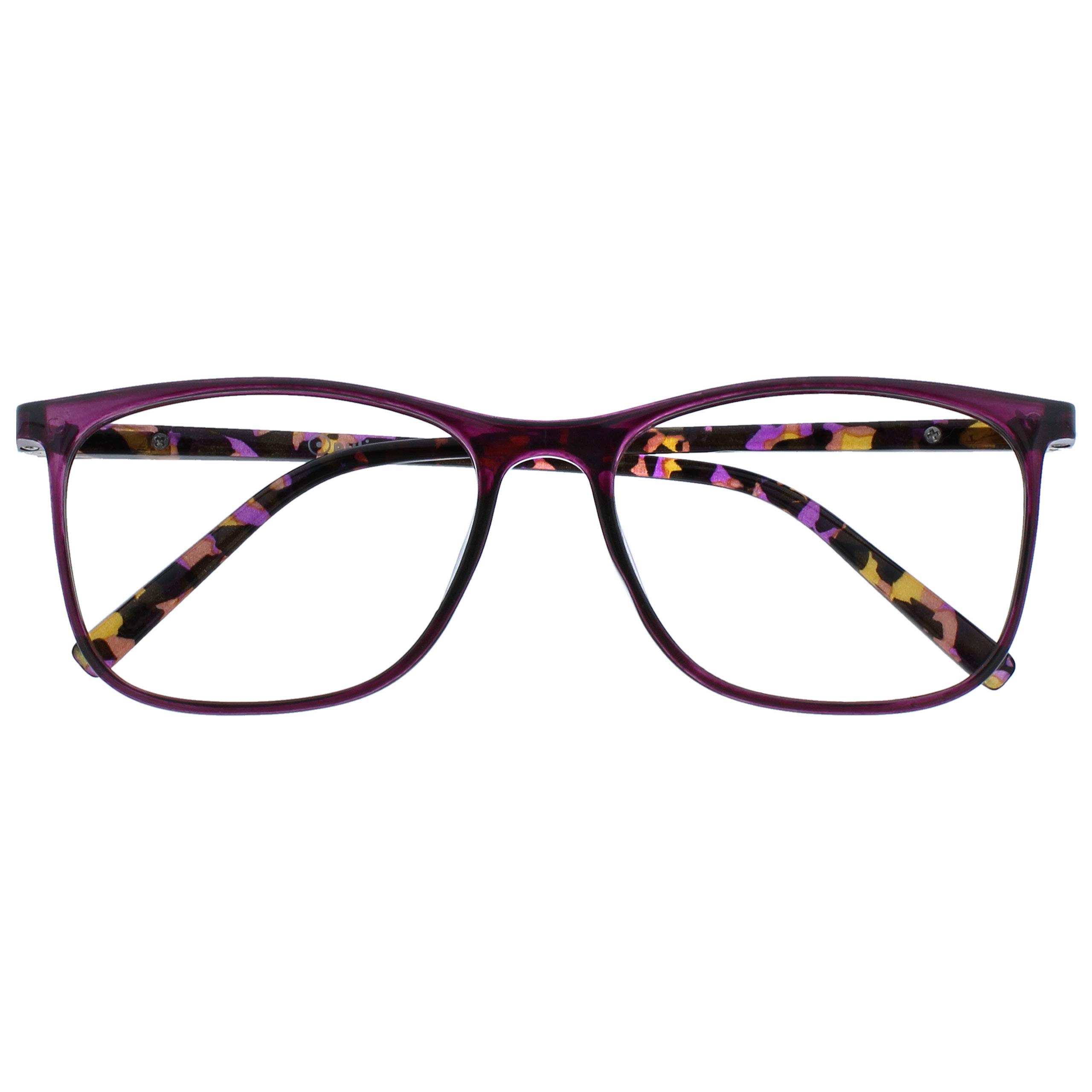 OPULIZE Arc Reading Glasses Square Frame Thin Elegant Spring Hinges Anti-Scratch