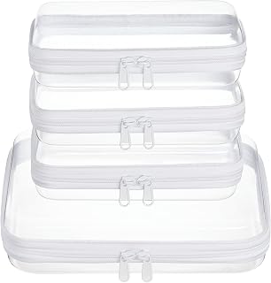 WELPIRT Clear Zipper Pouches, Hard Shell Zipper Case (M+3S) | Toiletry Bag for Travel, CLear Diaper Bag, Toiletry Pouch, Travel Organizer, Cosmetic Bag, Toy Storage Bins