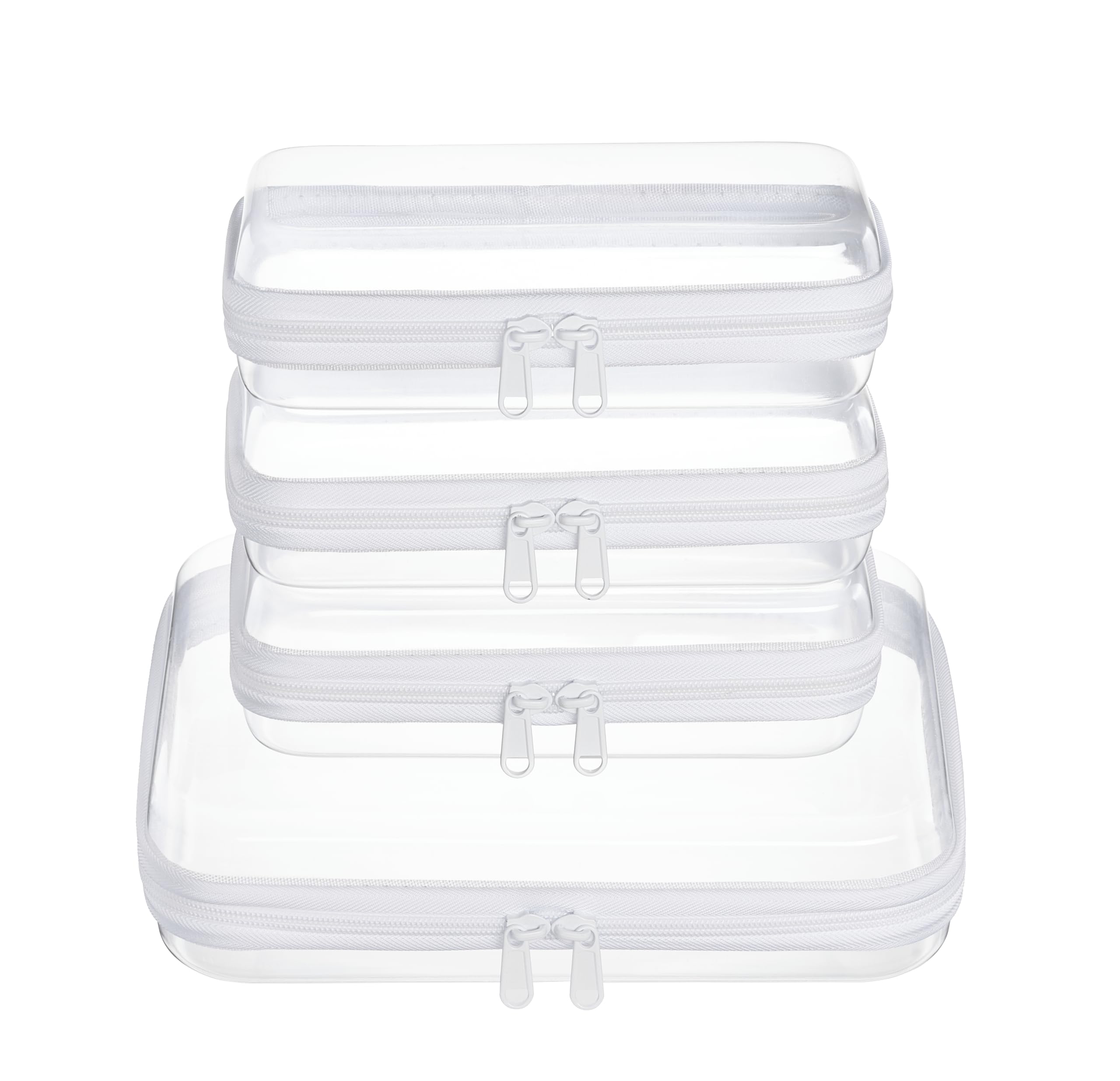 WELPIRT Clear Zipper Pouches, Hard Shell Zipper Case (M+3S) | Toiletry Bag for T