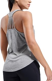 MIER Workout Tank Tops for Women Sleeveless Yoga Athletic Running Dry Fit Back Racerback Soft Top Gym Crew Neck