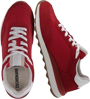 CUSHIONAIRE Women's Nylon Lace-up Kicks Sneaker + Comfort Foam, Wide Widths Available, red, 37 EU
