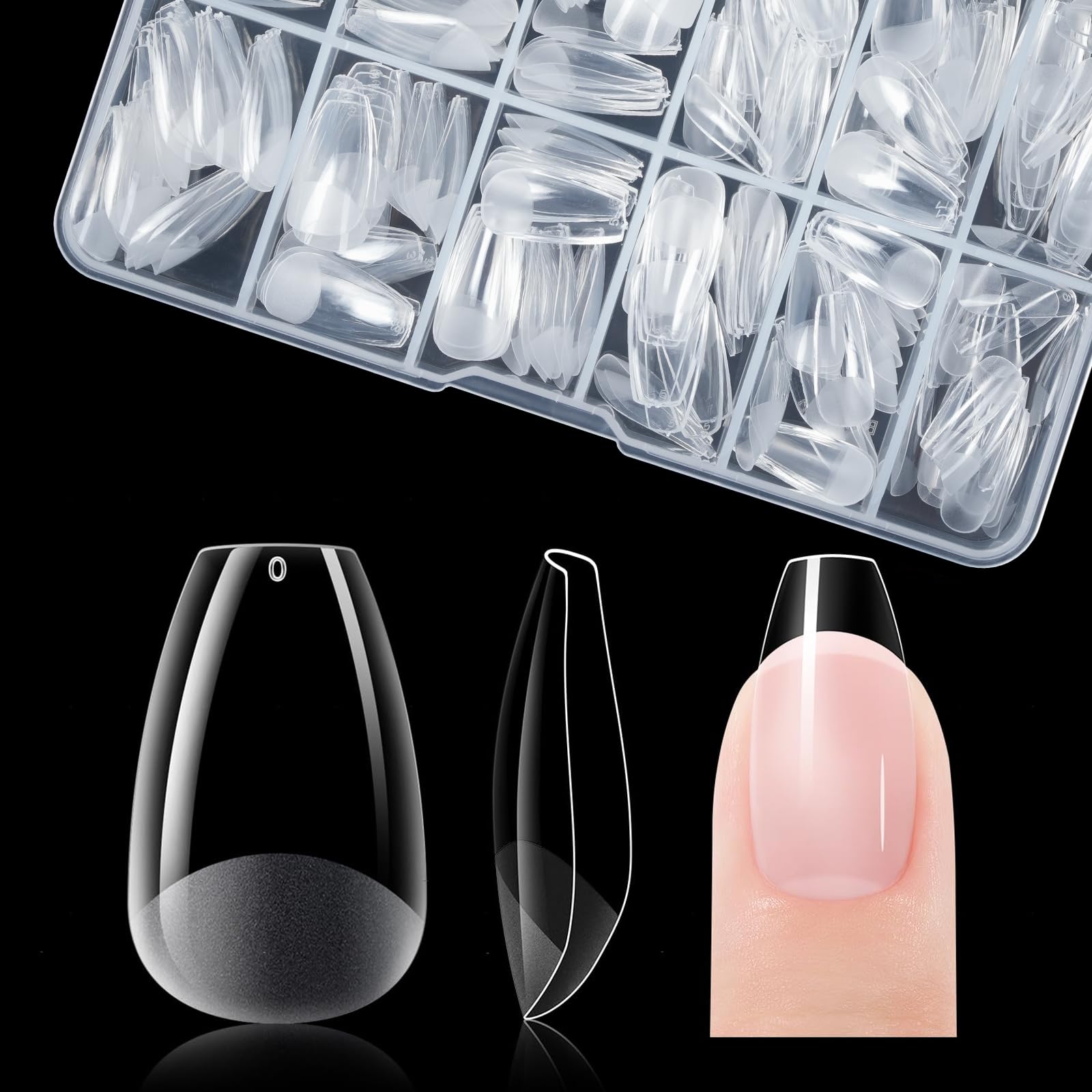 Short Coffin Nail Tips for Salon: Gelike EC Soft Gel Nails Tip Easy and Long Las