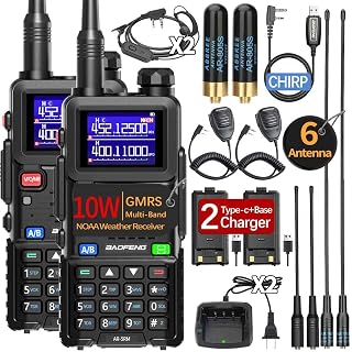 Baofeng Radio Ham Radio Handheld UV-5R Upgrade Long Range Rechargeable AR-5RM 10W NOAA Weather Emergency Tactical Two Way Radio with Programming Cable for Survival Gear Hunting Camping,2 Pack