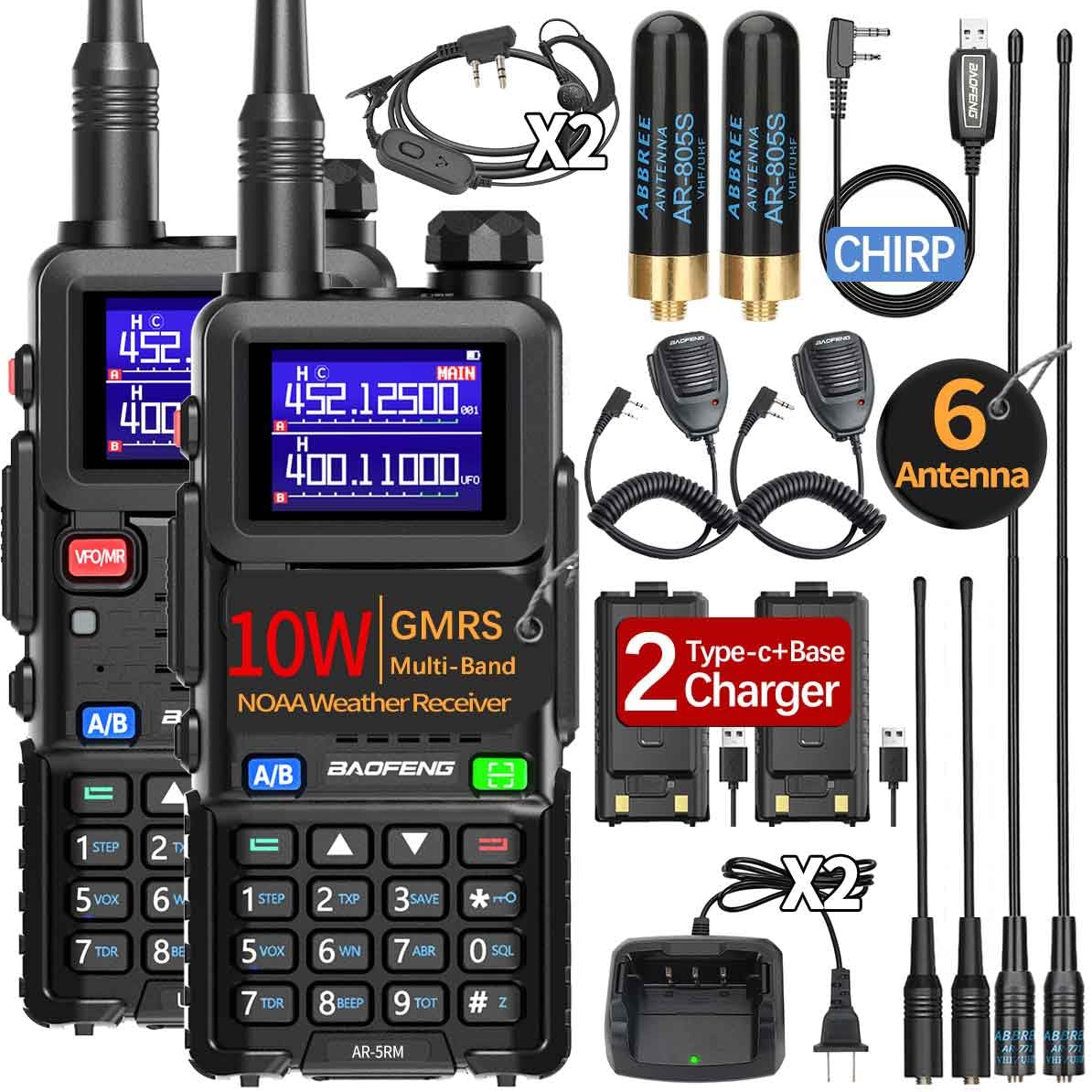 Baofeng Radio Ham Radio Handheld UV-5R Upgrade Long Range Rechargeable AR-5RM 10