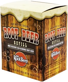 Mash King Root Beer 2 Gallon Refill Pack For The DIY Root Beer Making Kit Set - Includes Mix Packets, Flavour Crystal Packets, Yeast, Cleanser, and Instructions