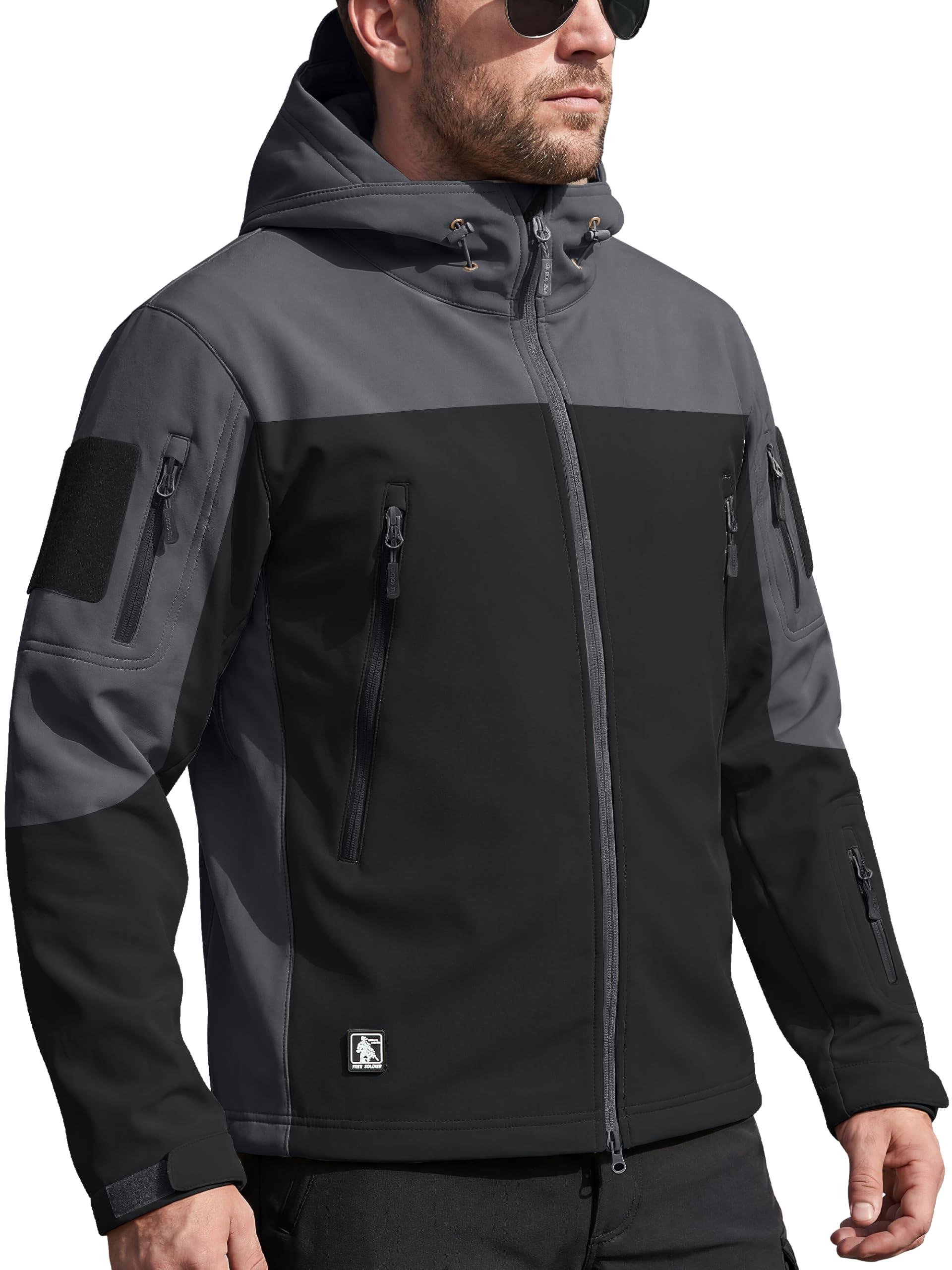 FREE SOLDIER Men's Softshell Jacket Military Softshell Jackets Outdoor Fleece Li