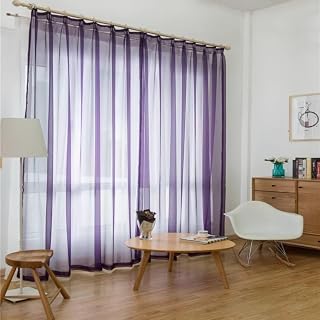 Solid Tulle Curtains for Living Room, Bedroom, Modern, 2m x 1m, Multicolor Sheer Curtains for Home Decor (Purple)
