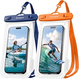 Rynapac IPX8 Waterproof Phone Pouch - 8.5in, 2 Pack Waterproof Phone Case for iPhone 17 16 15 Pro Max, Galaxy S26 S25 Ultra, Cellphone Dry Bag with Lanyard for Beach Vacation Travel Cruise Essentials