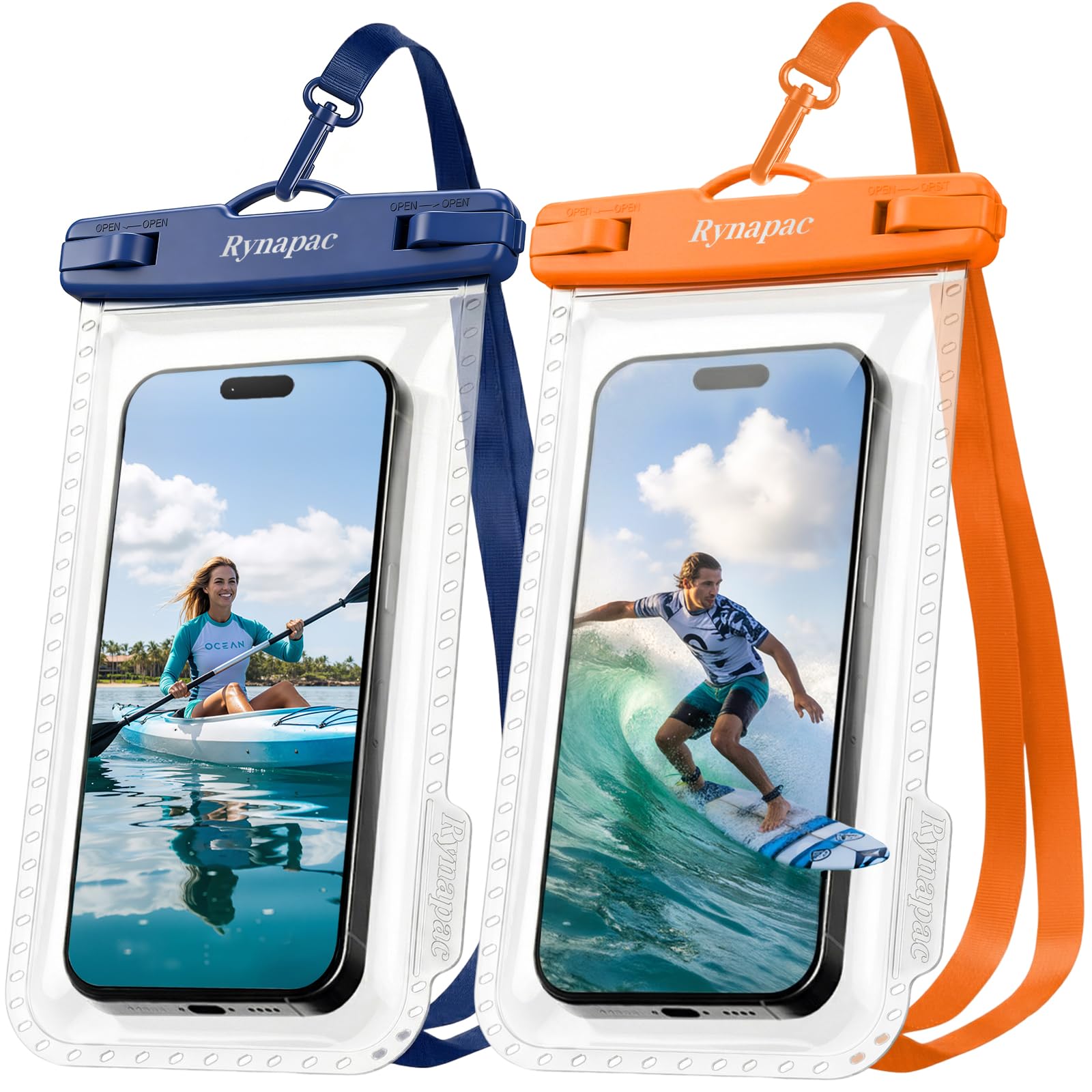 Rynapac IPX8 Waterproof Phone Pouch - 8.5in, 2 Pack Waterproof Phone Case for iP