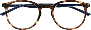 OPULIZE MET Blue Light Blocking Reading Glasses for Women & Men, Slim Round Frame, Scratch-Resistant Lenses with Spring Hinges, Anti-Reflective Computer Glasses, Brown, Pack of 1 with 1 Pouch