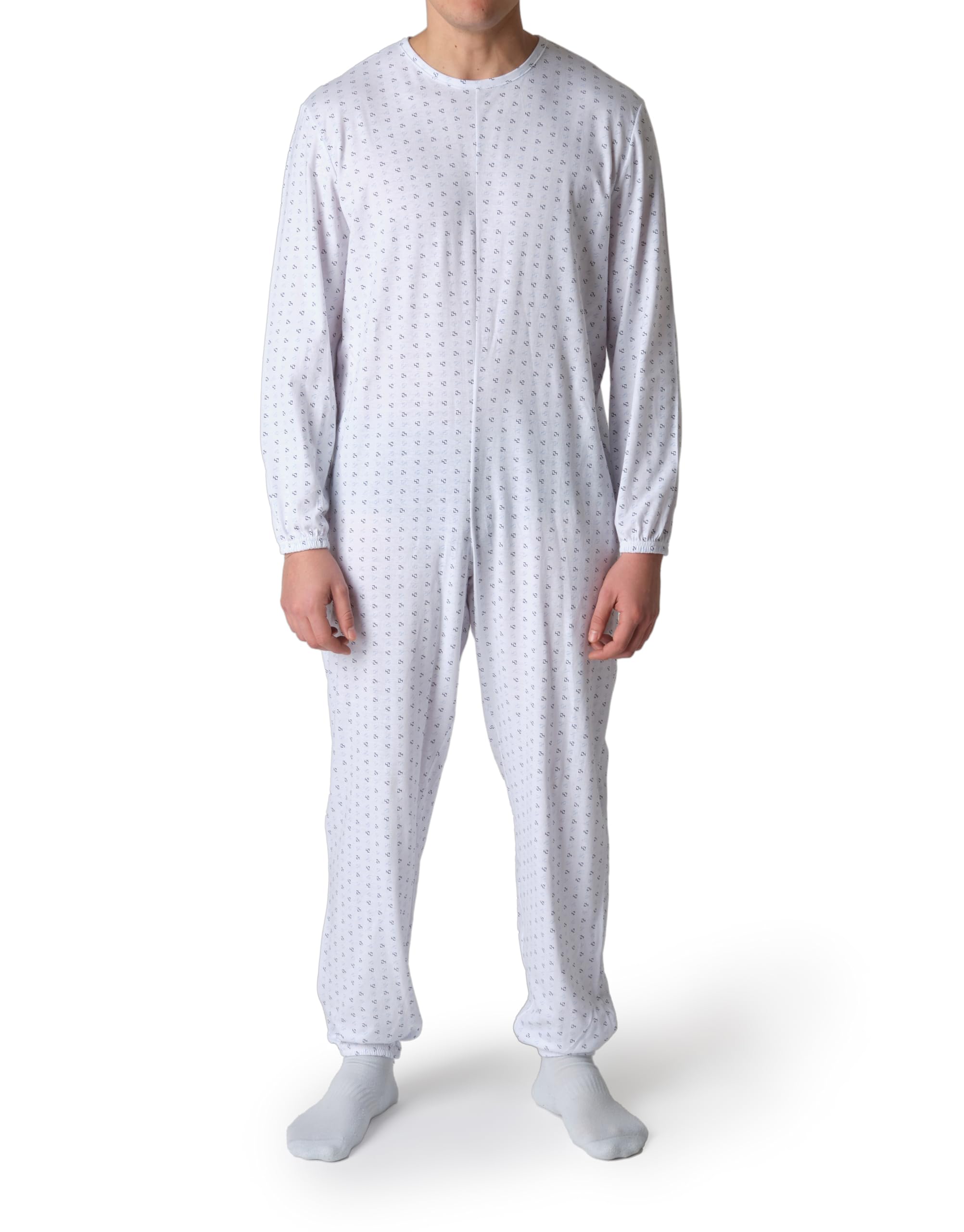 Sanitary Pyjamas for the Elderly in Summer Cotton with Back Zip - Senior Onesie 
