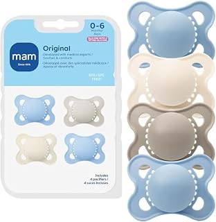 MAM Original Baby Pacifier 0-6 Mths, Skin Soft Silicone Nipple, 4 Pack | For Newborn Babies, BPA-Free Skin Soft Silicone Nipple, Developed With Medical Experts, Easy to Clean, Made In Europe