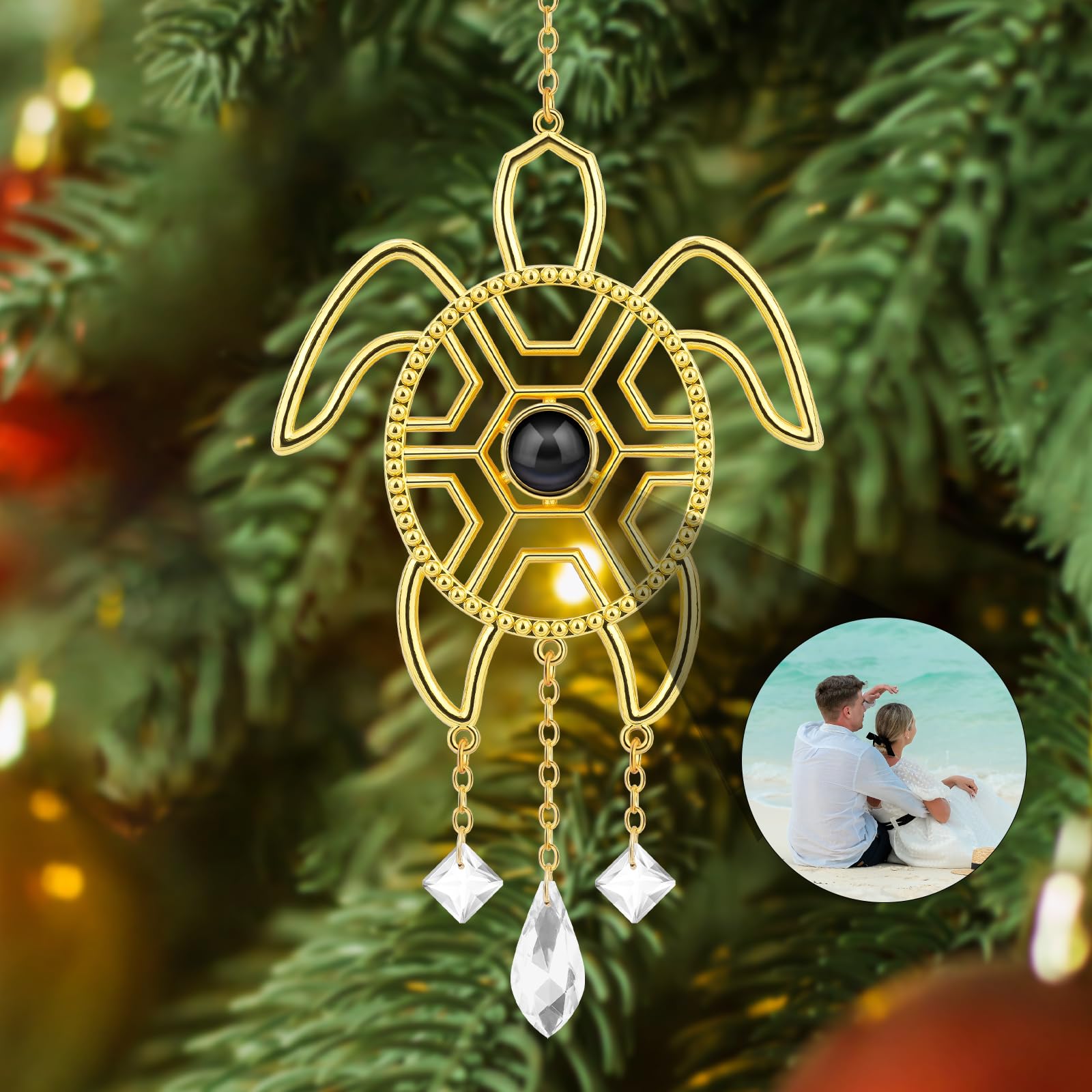 SUPHELPU Custom Snowflake Ornament with Picture Inside, Photo Ornaments for Chri
