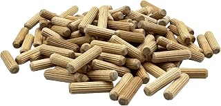 Rhino Wood Industries: 1/4" x 1" Wooden Dowel Pins, 100-Pack – Birch Hardwood, Kiln-Dried, Fluted & Beveled (1/4" x 1", 100pk)