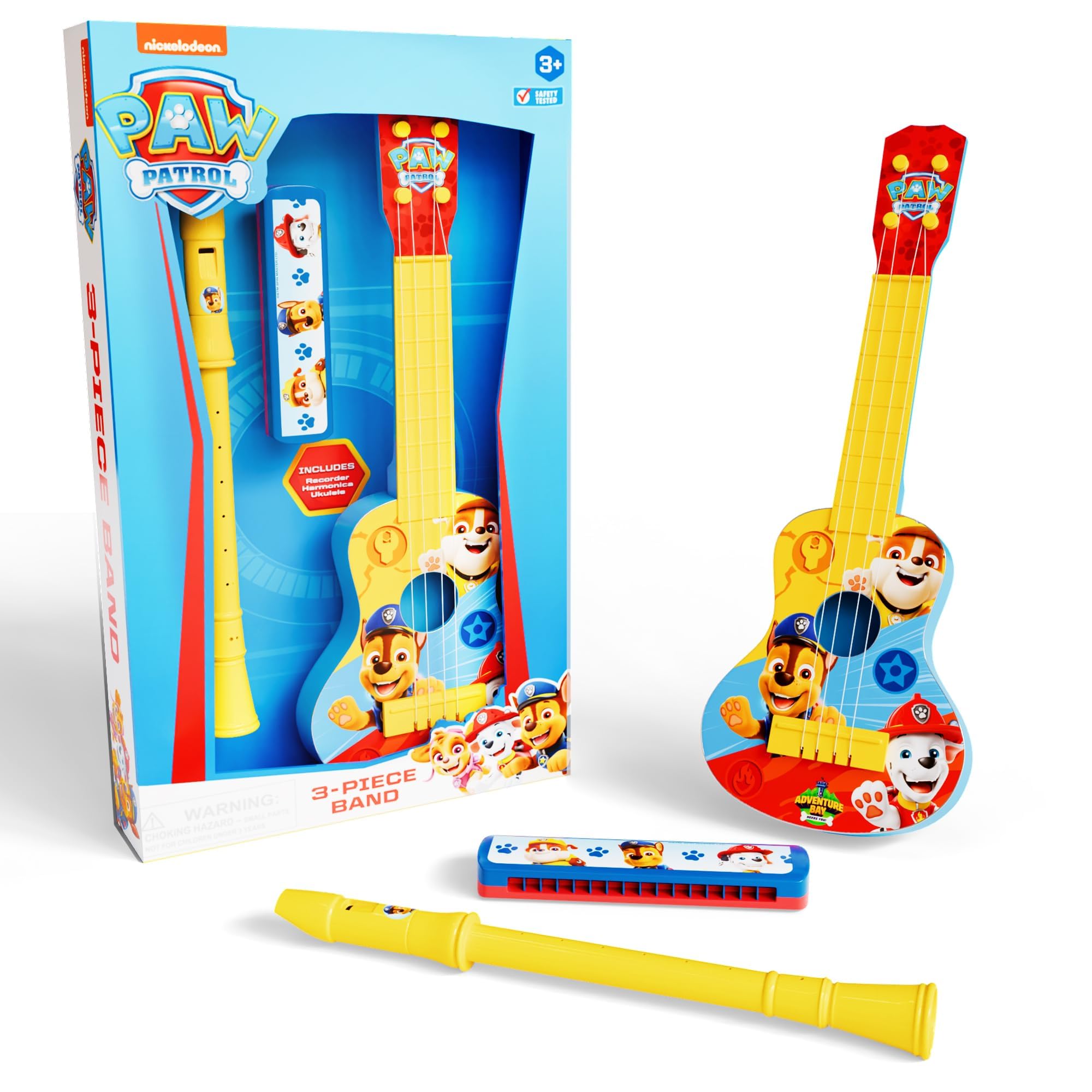 Paw Patrol Toy Guitar Kids 3 Piece Band - Ukulele, Recorder & Slide Whistle - 16