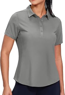 MIER golf polo shirt women short sleeve quick dry sun protection active sun protection tennis tops with collar 4 buttons