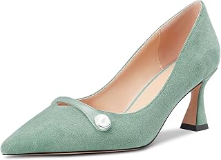 Castamere Women's Chunky Medium Width Pointed Toe Slip-on Pumps Wedding Office 6.5 CM Heels
