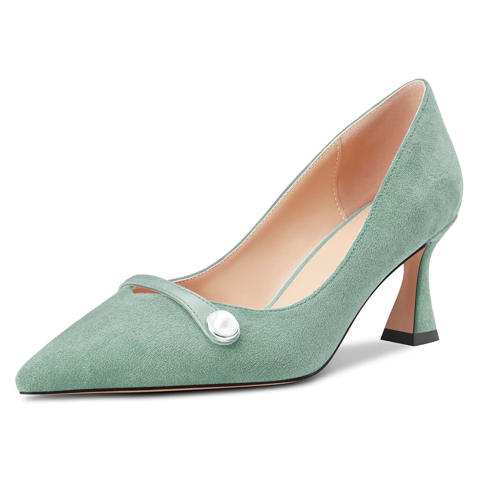 Castamere Women's Chunky Medium Width Pointed Toe Slip-on Pumps Wedding Office 6