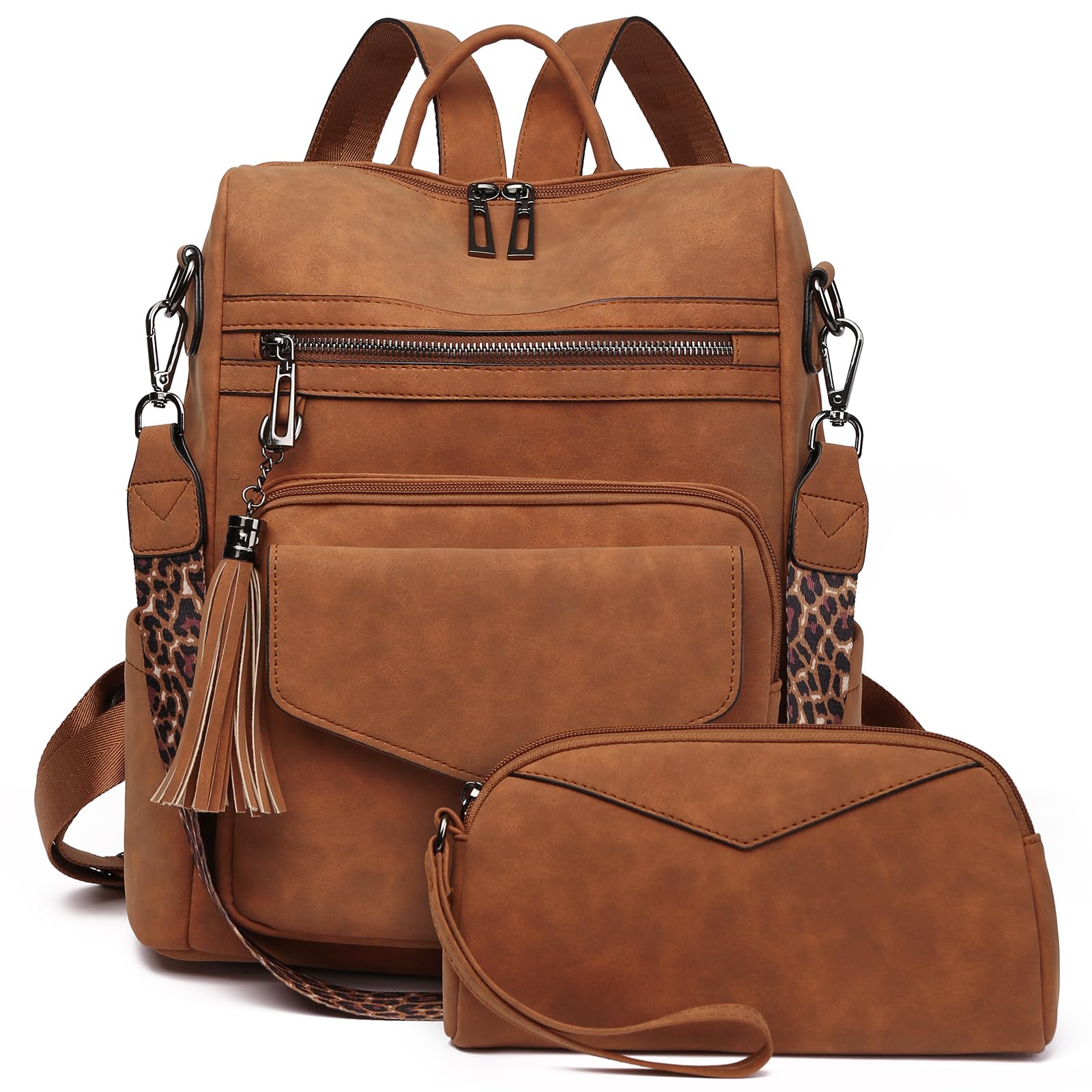 GAEKEAO Women's Fashion Leather Backpack Travel Backpack Convertible with Wrist 