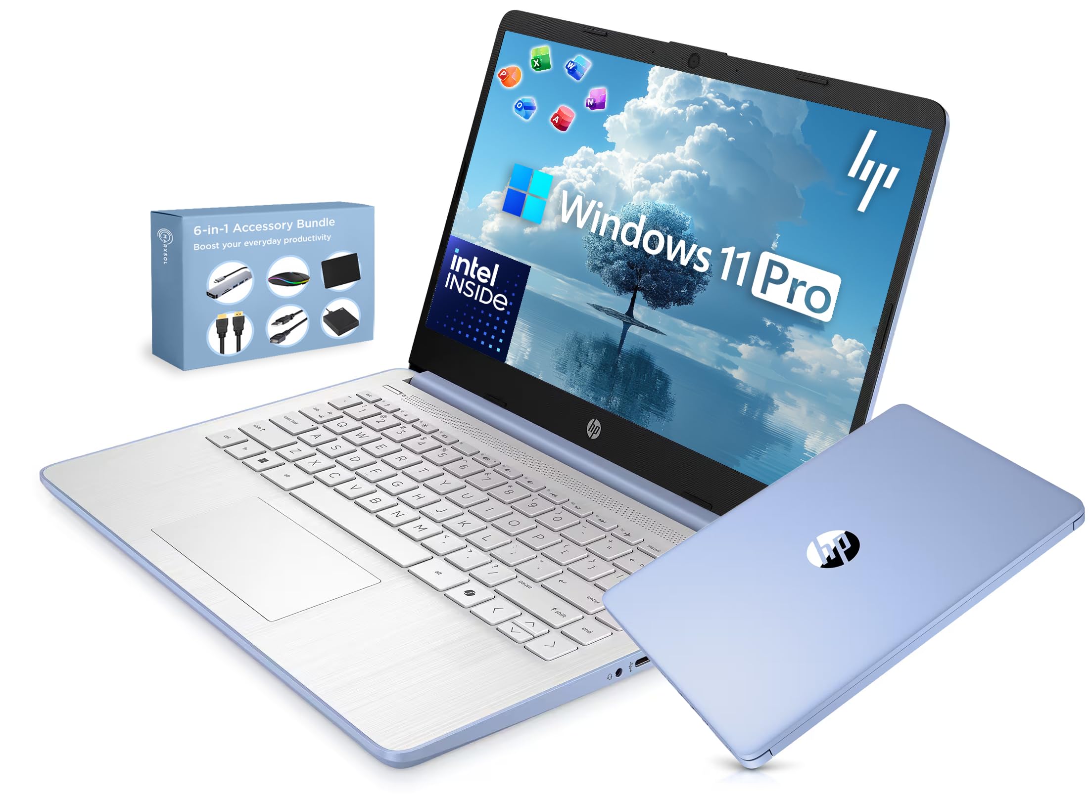 HP 14” Ultra Light Thin Laptop Computer 2026 Premium, MS Office, Copilot AI, 4-C