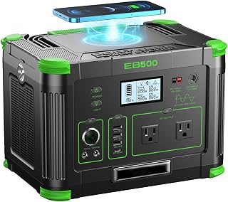 Portable Power Station 500W, 519.48Wh/140400mAh Solar Generator Backup | Lithium Battery Pack Power Supply with 2 AC Outlets, PD 60W USB-C Power Bank for Outdoor RV Camping, Home Outage, Emergency