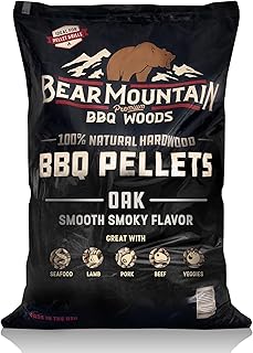 Bear Mountain Oak Wood Pellets for Smoker, Grill, & BBQ, 40lb Bag | Works in All Pellet Grills, Pure 100% Hardwood - No Fillers or Oils - Delivers Low Ash & Rich, Authentic Smoke Flavor