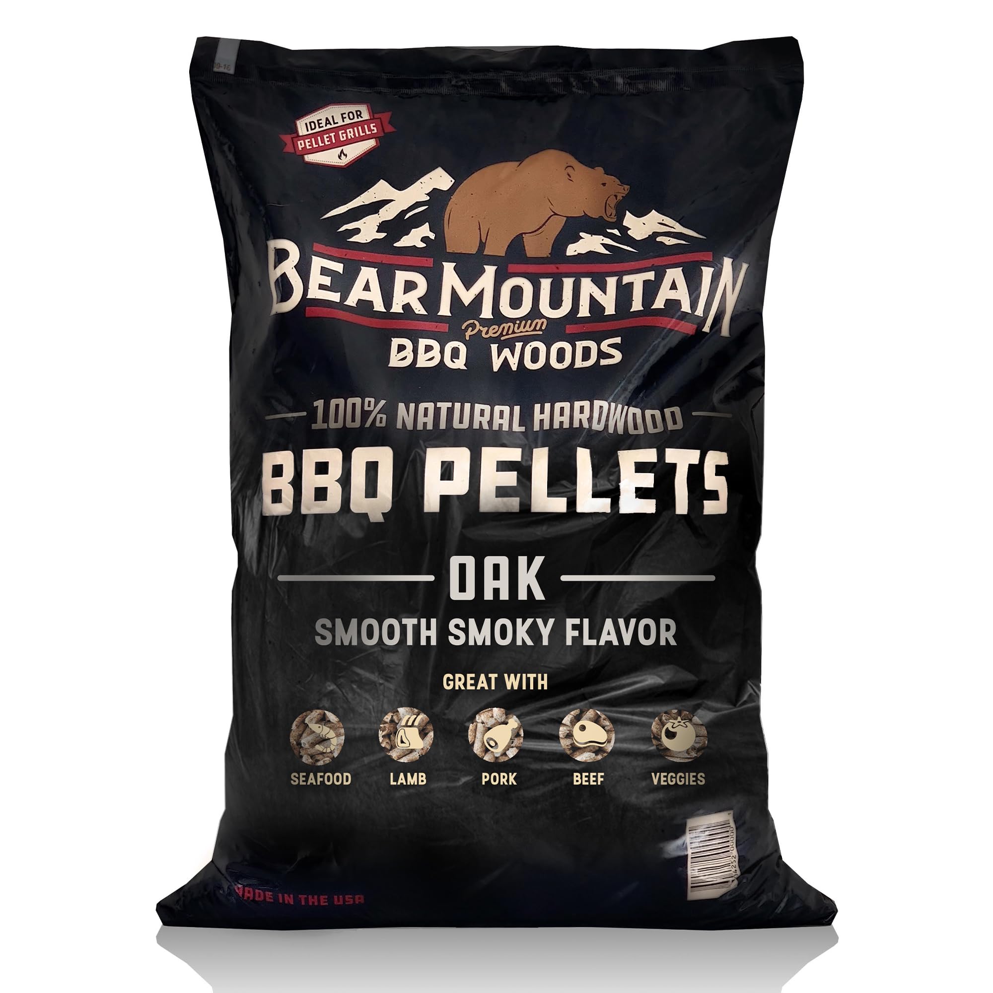 Bear Mountain Oak Wood Pellets for Smoker, Grill, & BBQ, 40lb Bag | Works in All