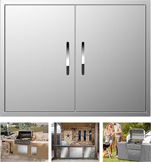 Outdoor Kitchen Doors 31W x 24H Inch, Double BBQ Access Doors 304 Stainless Steel for Outdoor Kitchen Cabinet Grill Station or BBQ Island