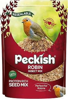 Peckish Robin Bird Seed and Insect Mix, 1 kg,brown