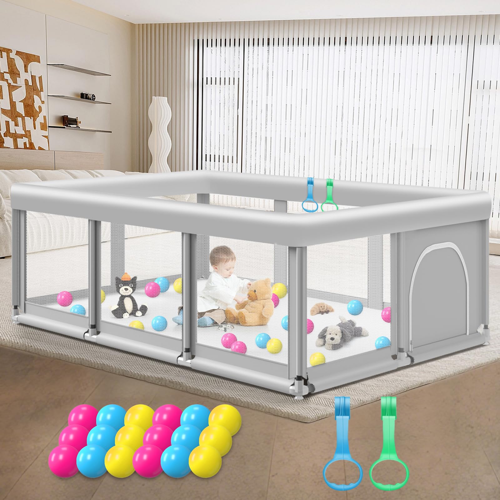 Large Baby Playpen for Babies and Toddlers, Playpen 74×50, Large Baby Play Yards