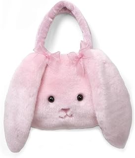 Rabbit Plush Bunny Handbags Soft Fluffy Rabbit Animal Tote Bags Toys Purses Pouch for Kids Girls Pink