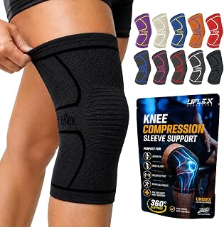 UFlex Athletics Knee Brace Sleeve Men & Women | Knee Compression Sleeve Support for Arthritis Joint Pain Relief, Workout, Swelling, Sports, Circulation, Running ACL Recovery